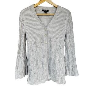 Vintage 90s Y2K Baby Doll Cardigan Petite Small PS Cream Bell Sleeve